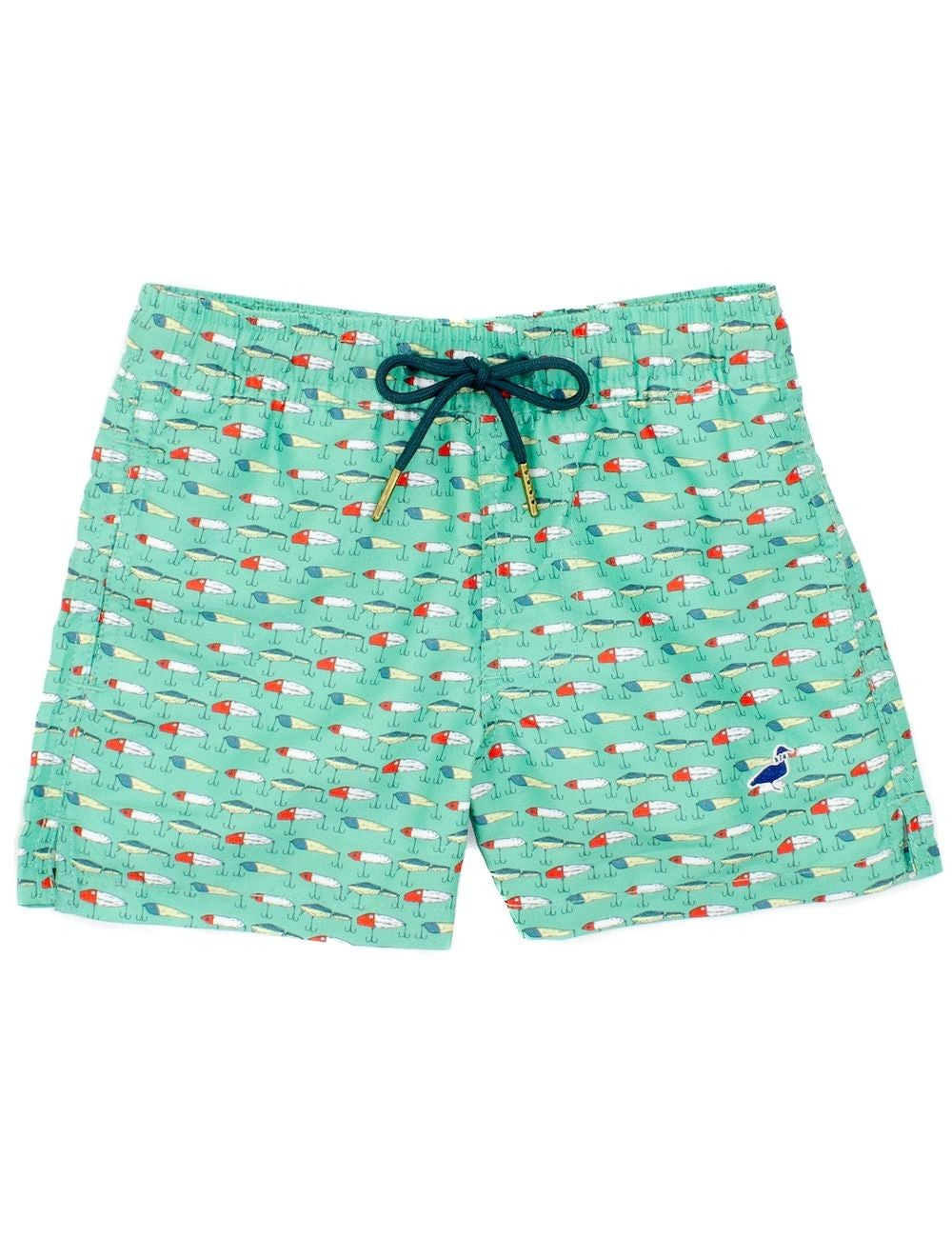 Properly Tied Boys Swim Trunks - Green Vintage Fishing Lures by Properly Tied