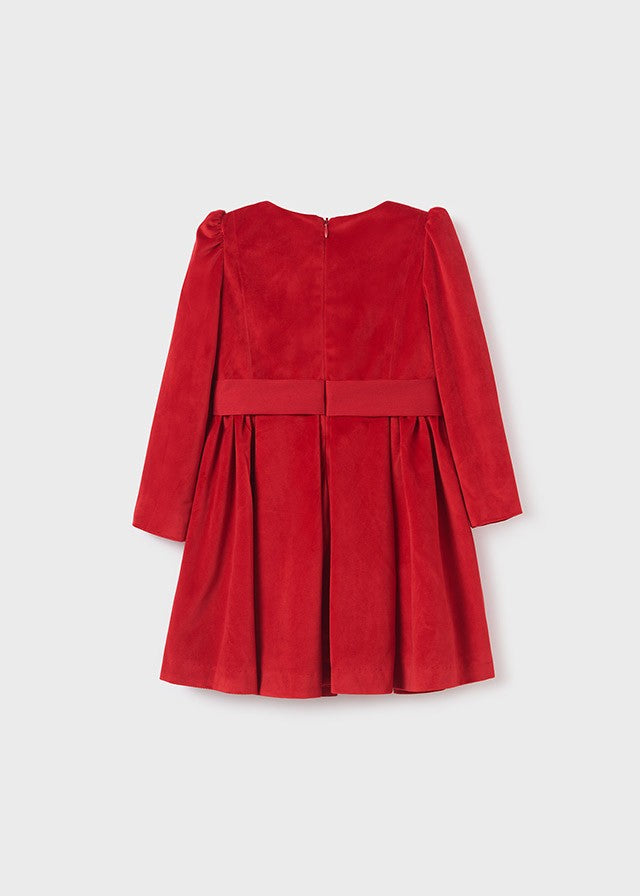 Abel & Lula Girls Christmas Dress - Velvet with Roses - Red by Abel & Lula