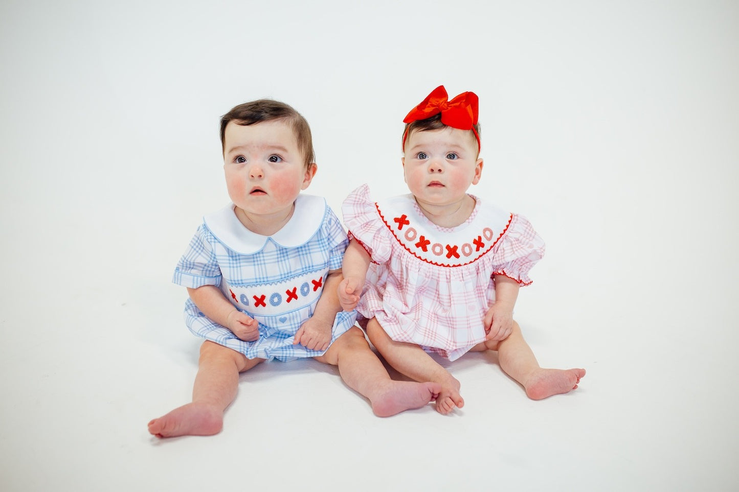 Shop Teeta Baby Boys Blue Smocked XOXO Bubble