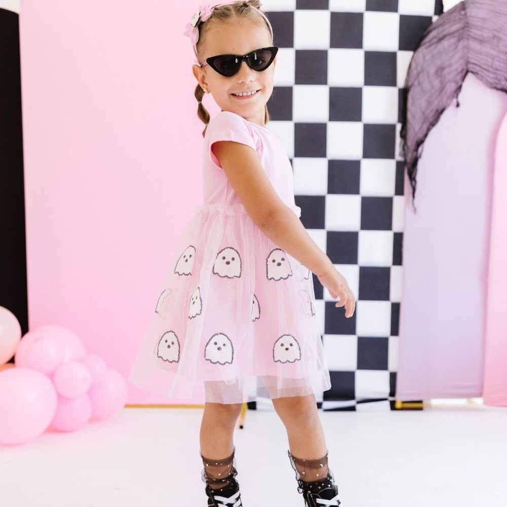 Sweet Wink Girls Halloween Dress - Pink Tutu - Ghost Sequins