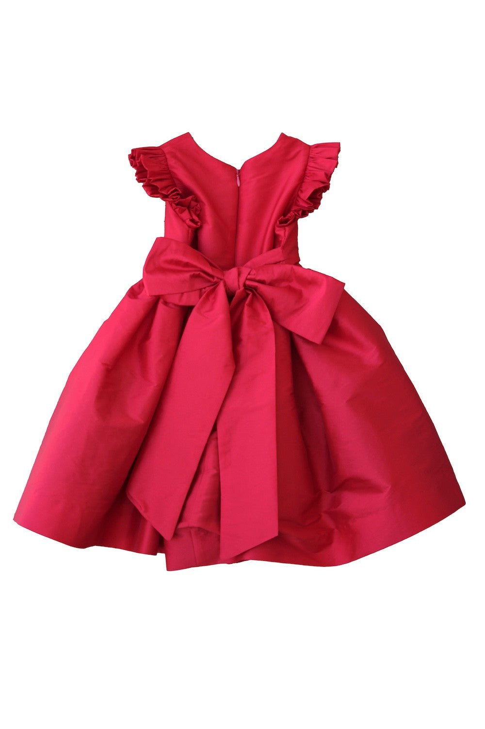 Susanne Lively Girls Christmas Holiday Party Dress - Flutter Sleeves & Sash - Red