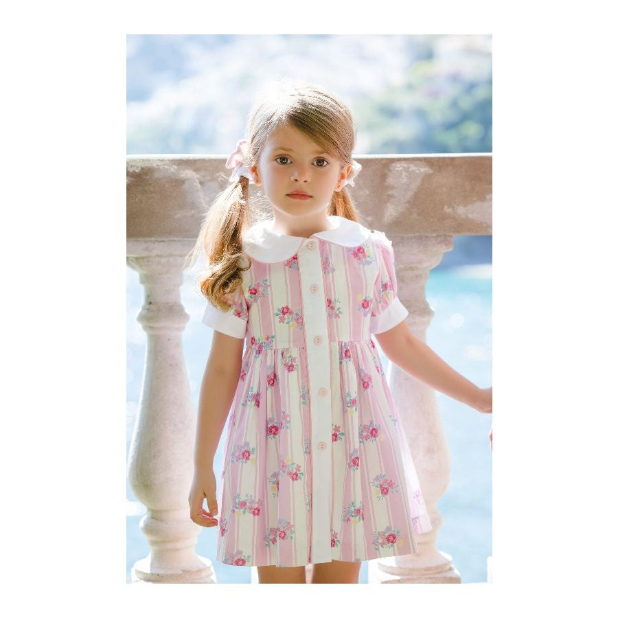 Sal & Pimenta Girls Exclusive Dress - Pink Treville Floral & Stripes by Sal & Pimenta