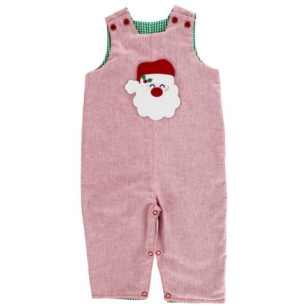 Bailey Boys Reversible Longall - Red with Santa Reverses to Green Check with Fire Truck