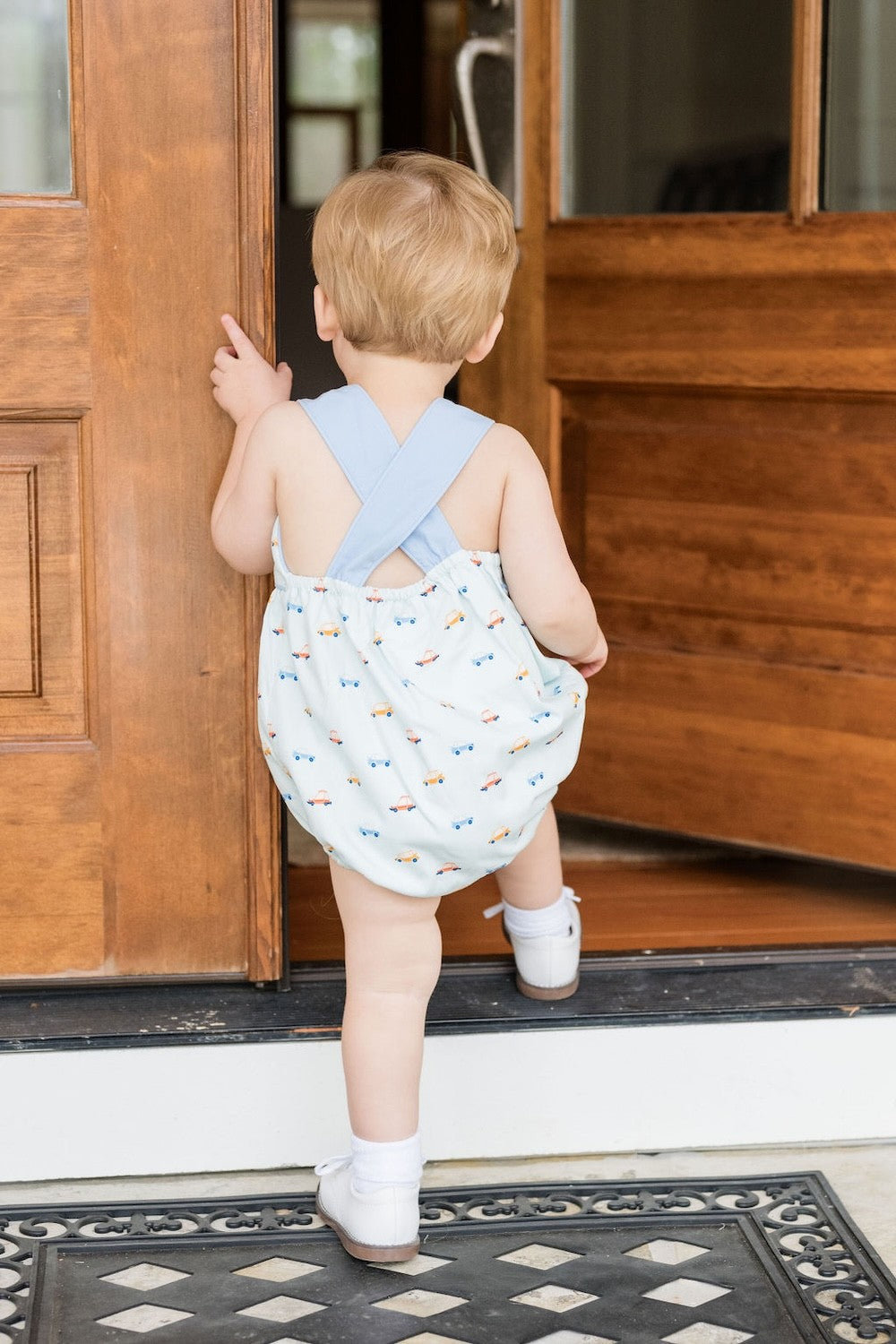 James & Lottie Baby Boys Knit Ford Bubble - Blue Cars Print