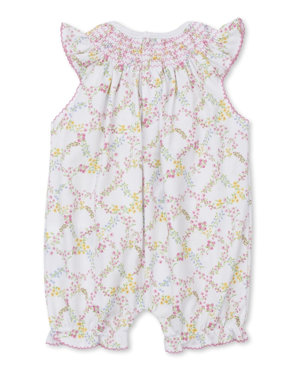 Kissy Kissy Baby Girls Pink Garden Trellis Smocked Bubble