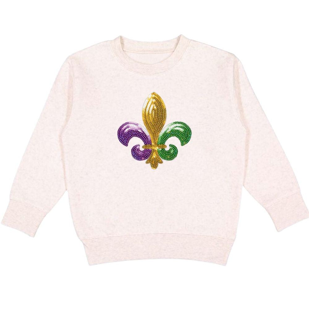 Sweet Wink Mardi Gras Fleur De Lis Patch Sweatshirt - Ivory
