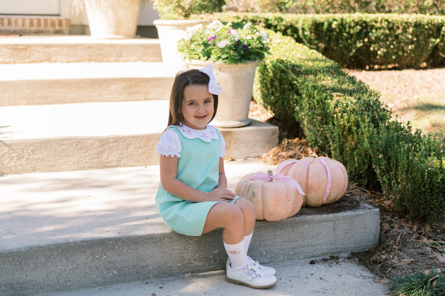 Lullaby Set Girls Olivia Jumper Dress - Reversible - Seafoam Green / Pink Cord
