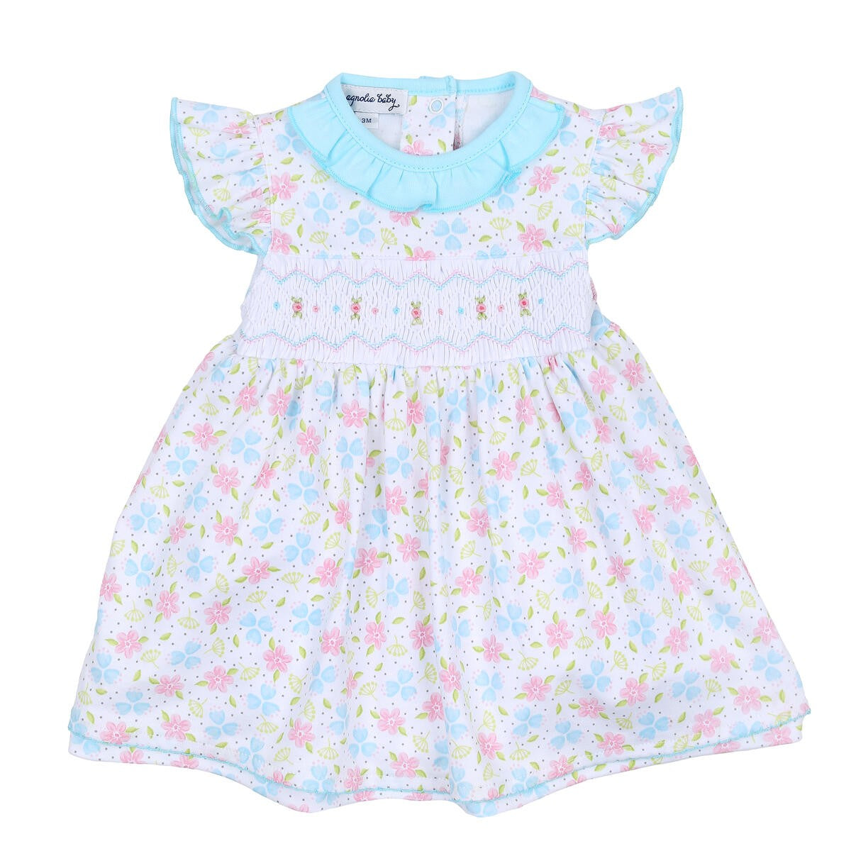 Magnolia Baby Toddler Girls Blue Floral Natalie's Classics Smocked Flutters Dress by Magnolia Baby