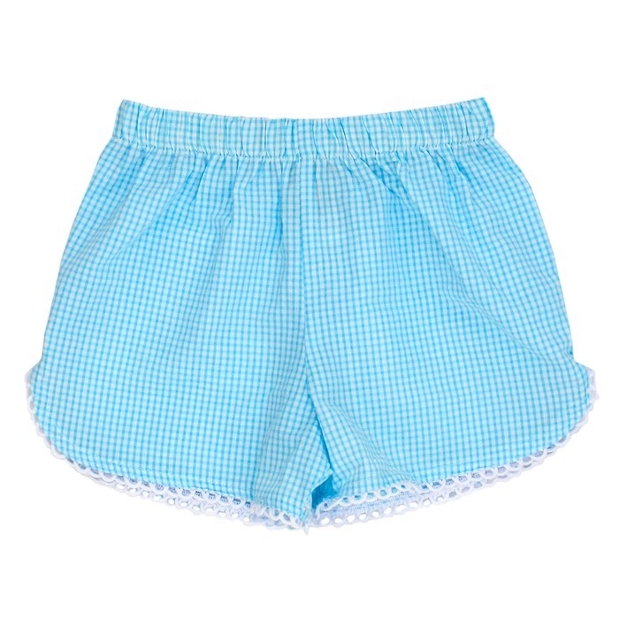 The Bailey Boys Girls Seersucker Shorts - Turquoise Check by Bailey Boys