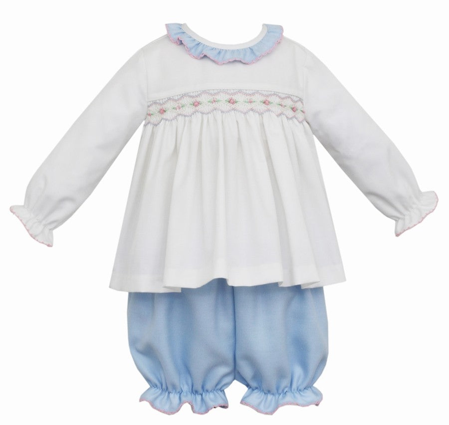 Anavini Baby / Toddler Girls Light Blue Smocked Bloomers Set by Anavini
