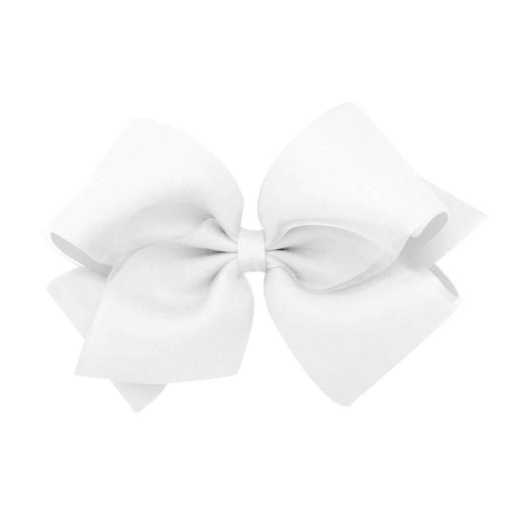 Wee Ones Girls Dressy Bow - Grosgrain & Organza Overlay - White