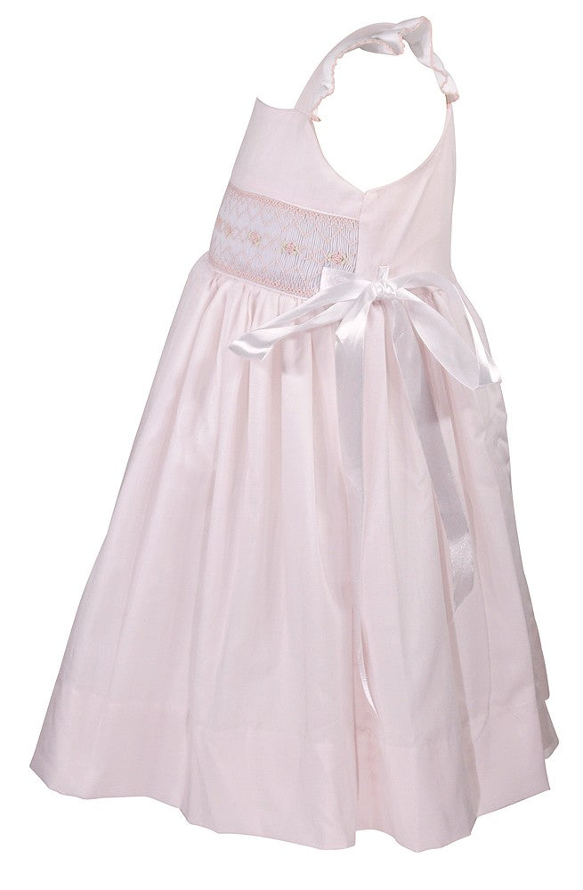 The Best Dressed Child Girls Smocked Dress - Flutter Sleeves & Side Bows - Pastel Pink by Best Dressed Child