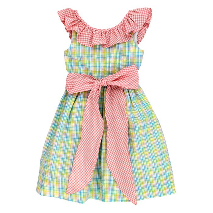 The Bailey Boys Girls Preppy Plaid Seersucker Dress - Sash