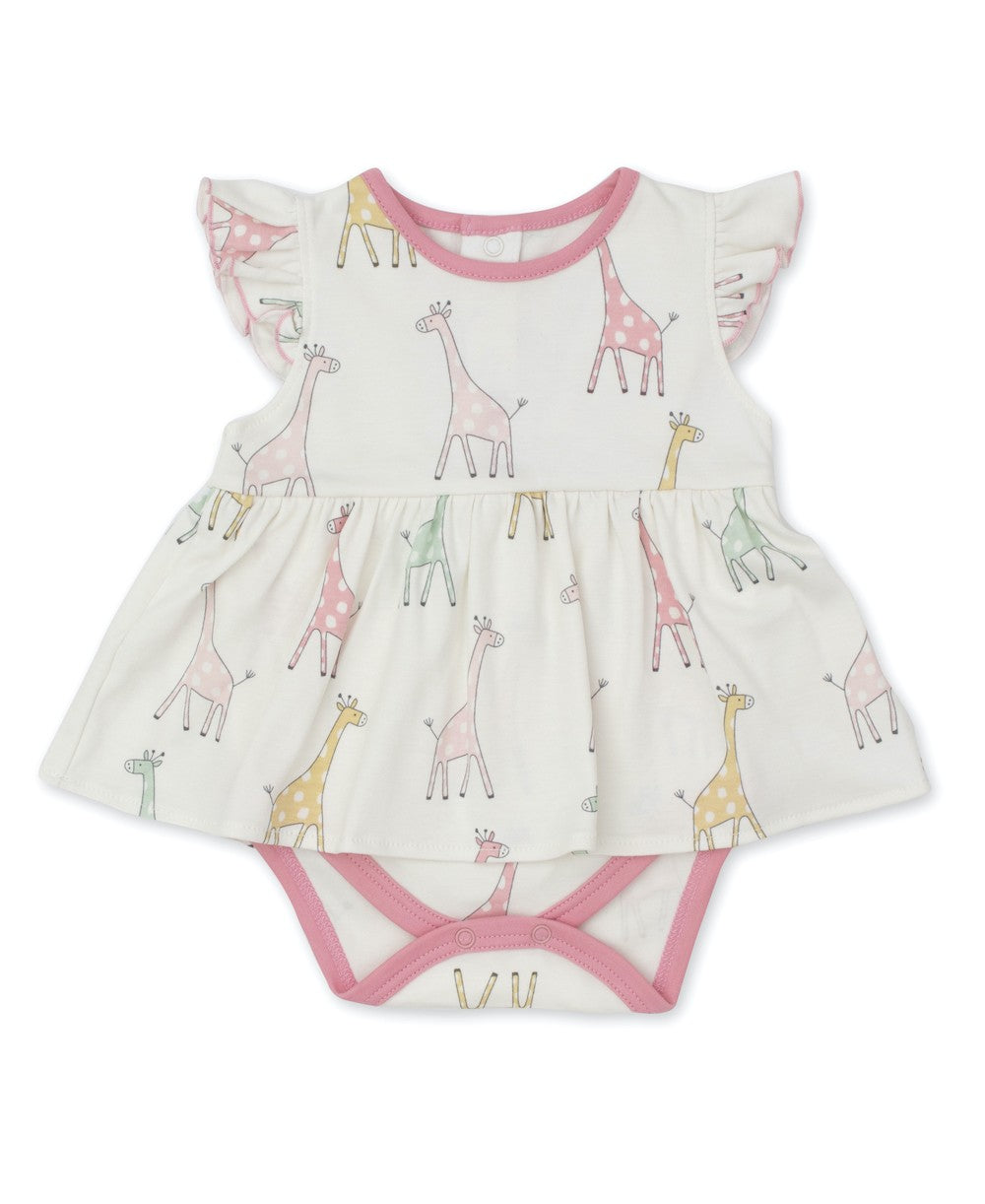 Kissy Kissy Love Baby Girls Pink Giraffe Friends Bodysuit Dress