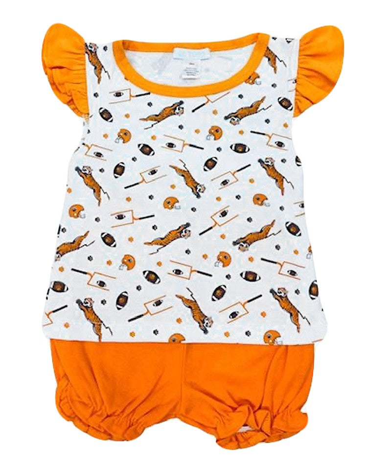 La Luna Girls Kate Bloomers Set - Orange Clemson Tigers