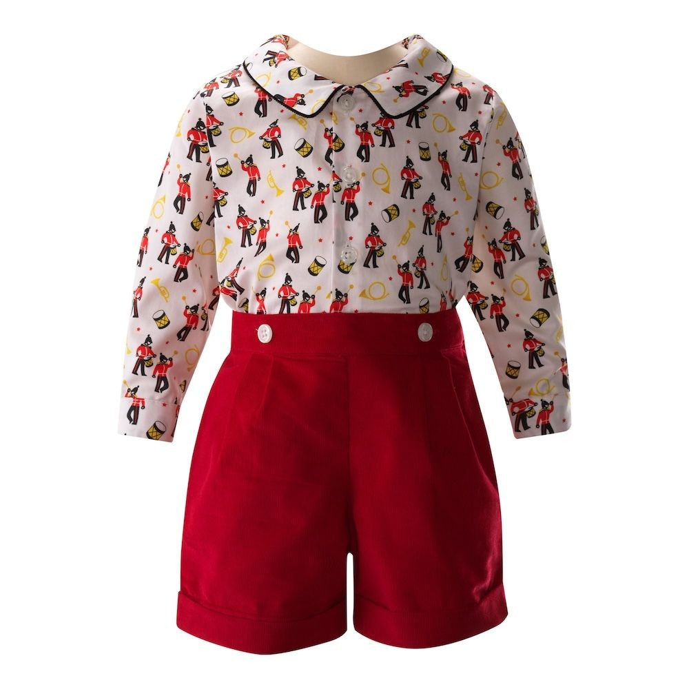 Rachel Riley London Boys Red Nutcracker Soldier March Shorts Set