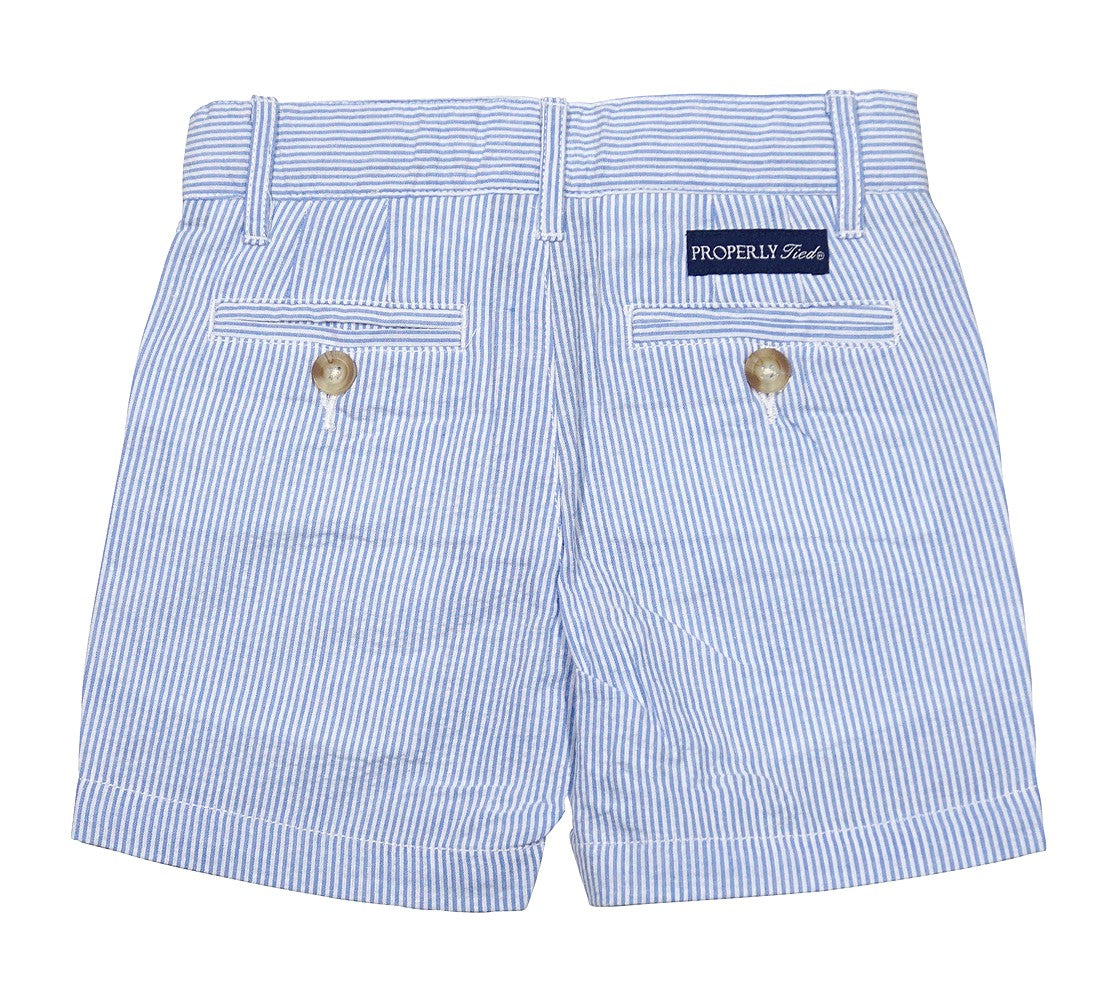Properly Tied Boys Patriot Club Shorts - Blue Seersucker by Properly Tied