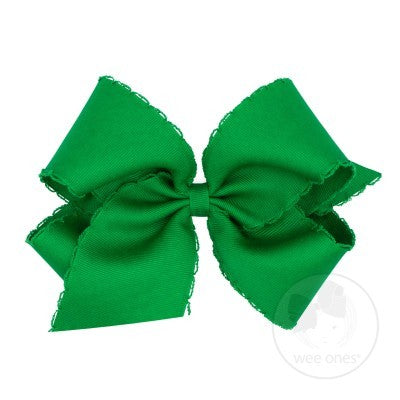 Wee Ones Girls Hair Bow - Monotone Moonstitch - Emerald Green by Wee Ones