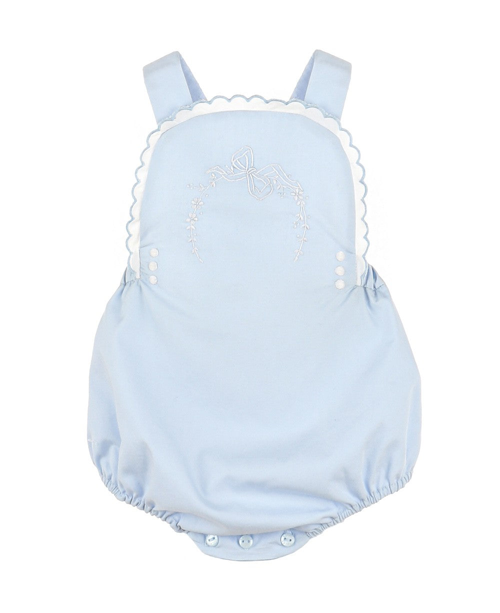 Sophie & Lucas Baby Girls Embroidered Wedgewood Crossback Bubble - Blue