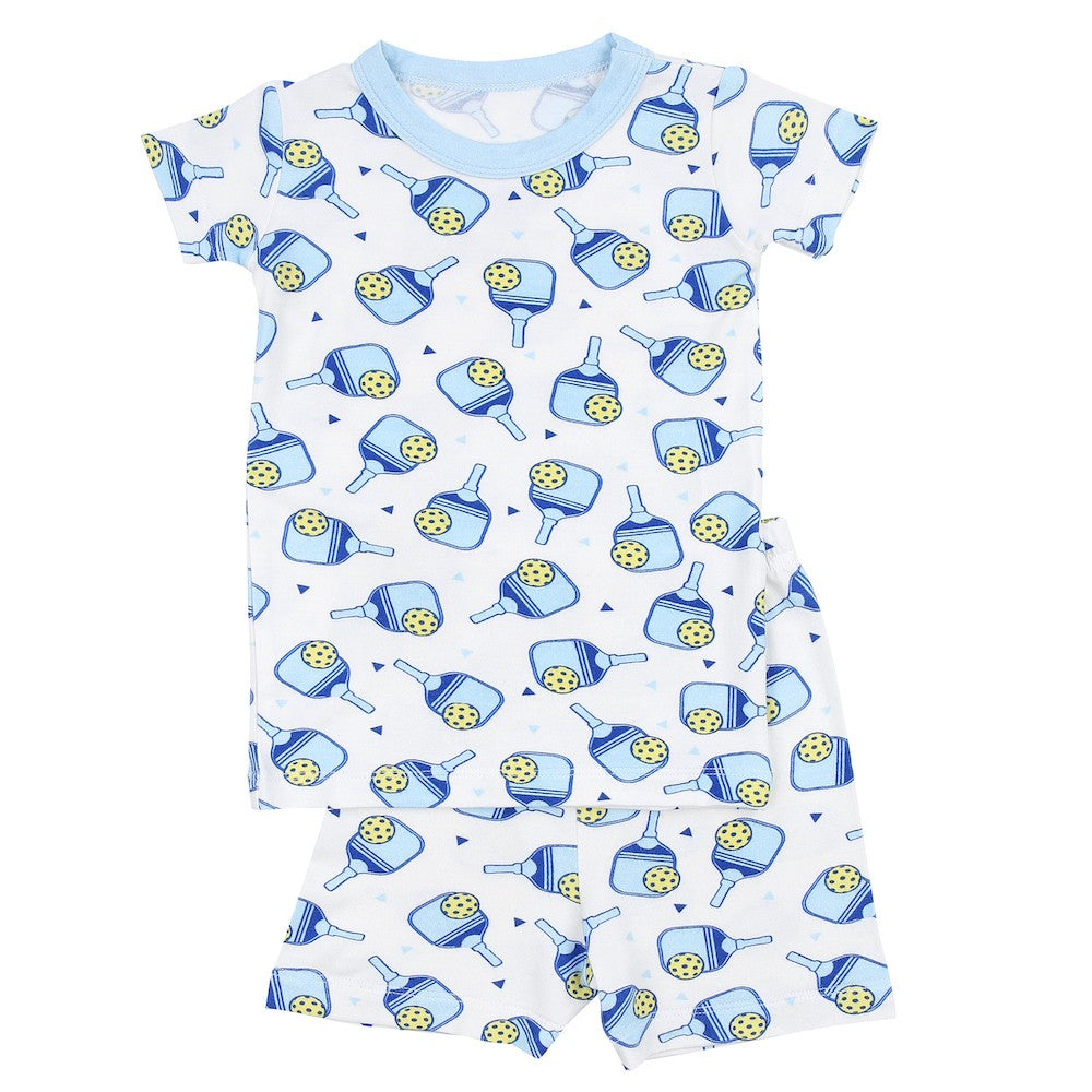 Magnolia Baby Short Pajamas - Pickleball Print - Blue by Magnolia Baby