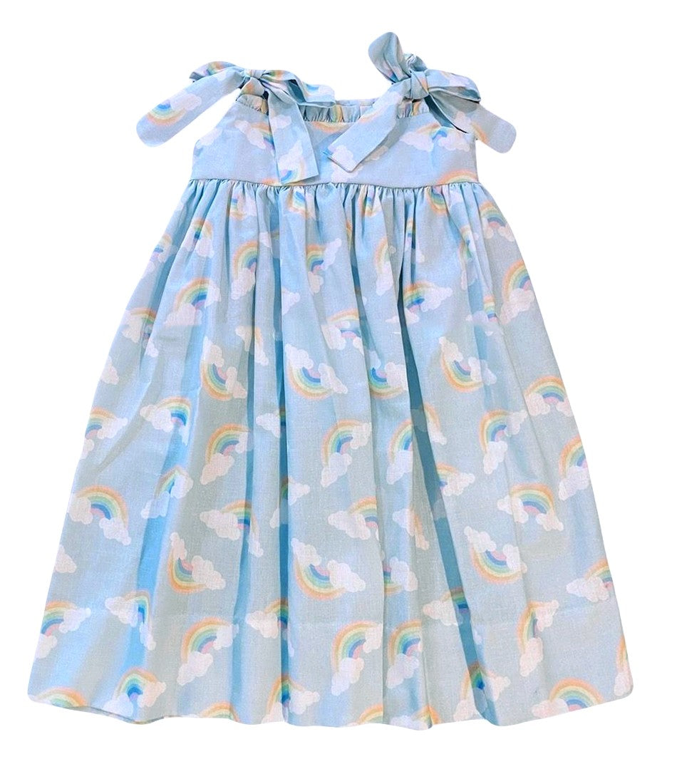 The Best Dressed Child Girls Rainbow Print Tie Strap Sun Dress