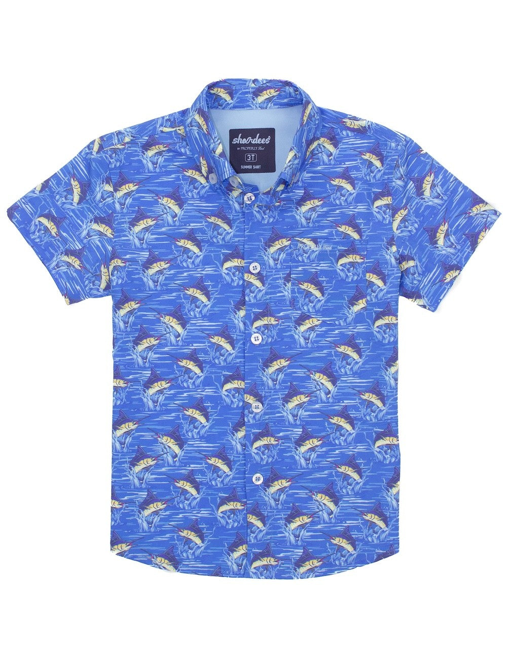 Properly Tied Boys Blue Marlin Fish - Shordees Summer Shirt by Properly Tied