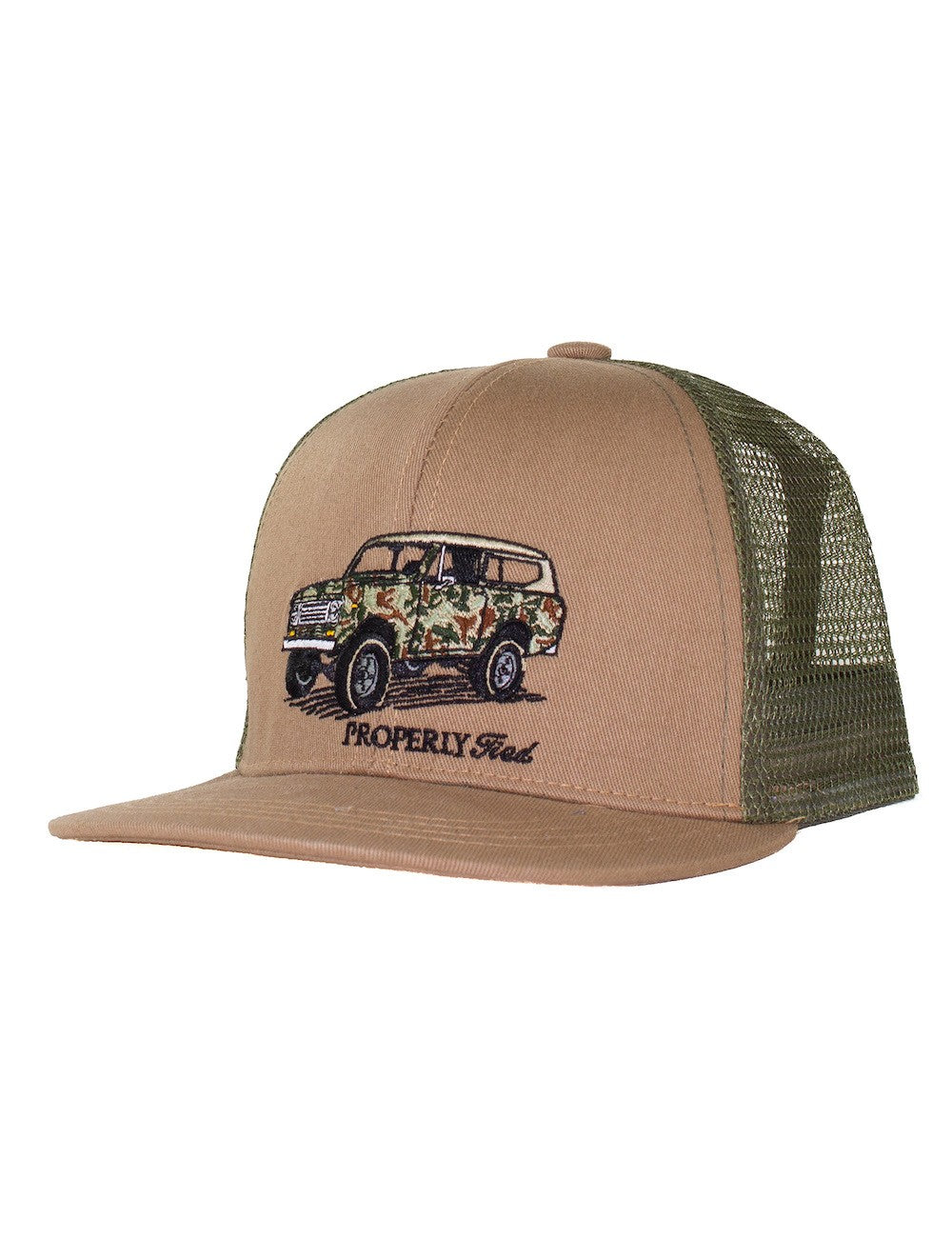 Properly Tied Youth Trucker Hat - Tan Camo Truck
