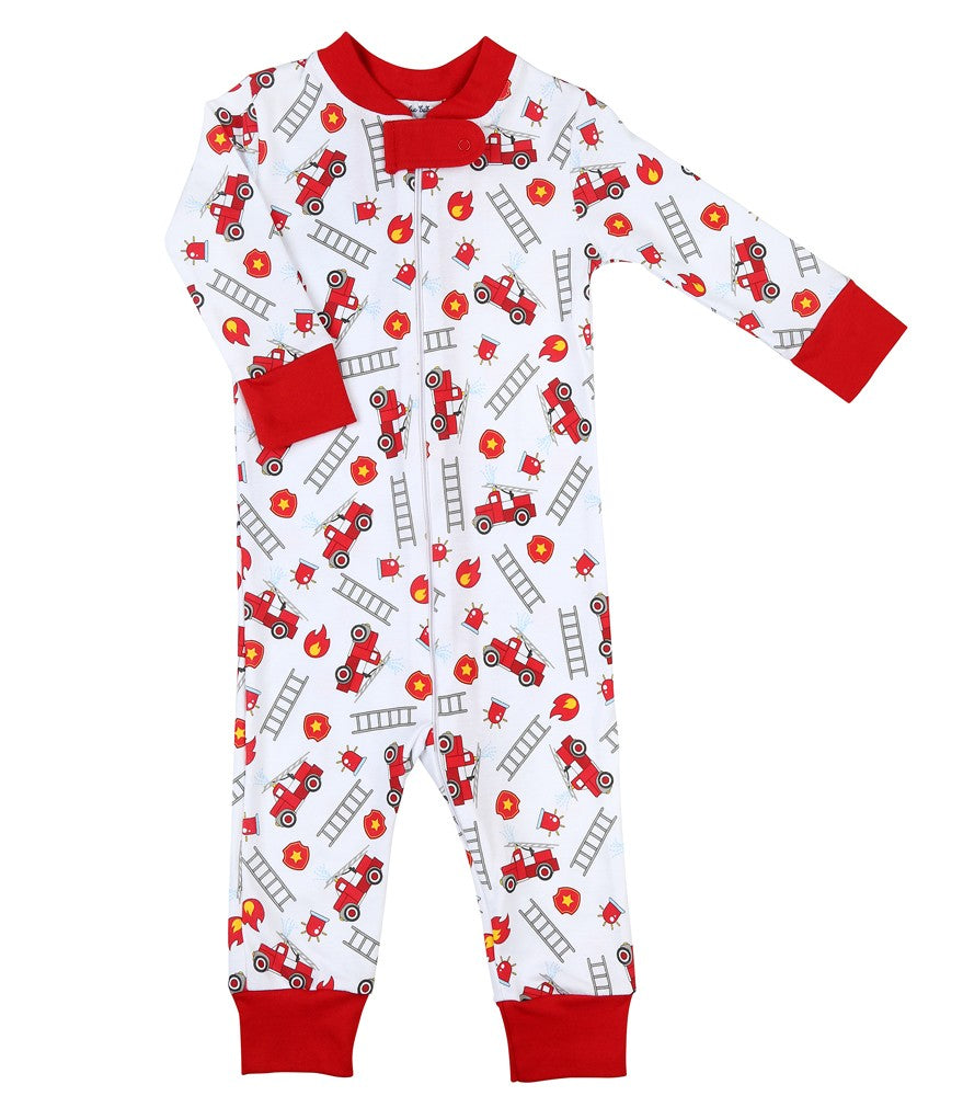 Magnolia Baby Boys Sound the Alarm Red Firetrucks Zipped Pajamas by Magnolia Baby