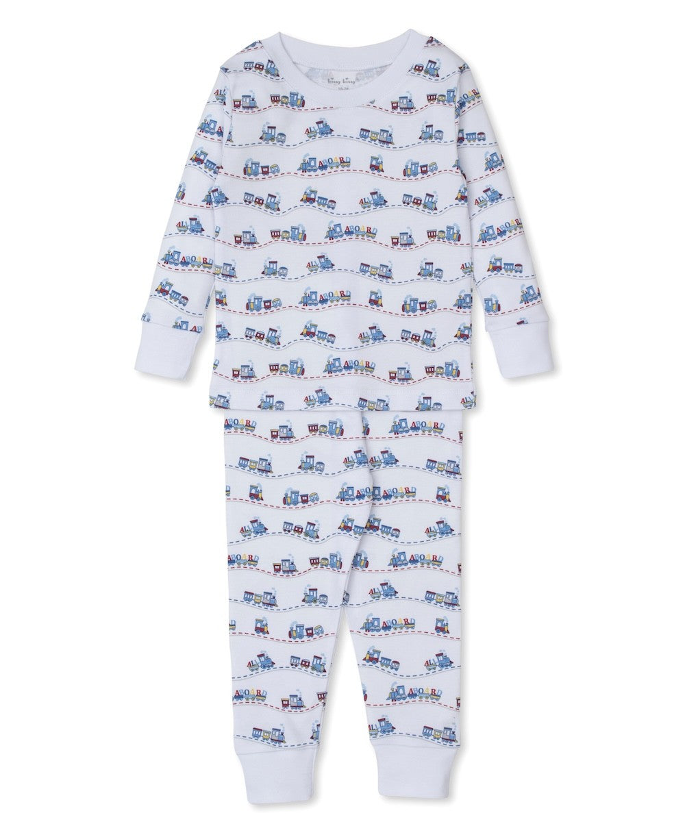 Kissy Kissy Boys Navy Blue Rambling Train Railroad Print Pajamas by Kissy Kissy