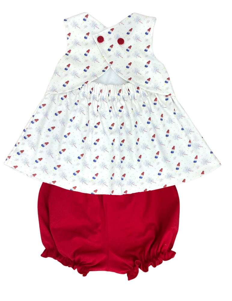 James & Lottie Girls Sophia Bloomers Set - Patriotic Popsicles