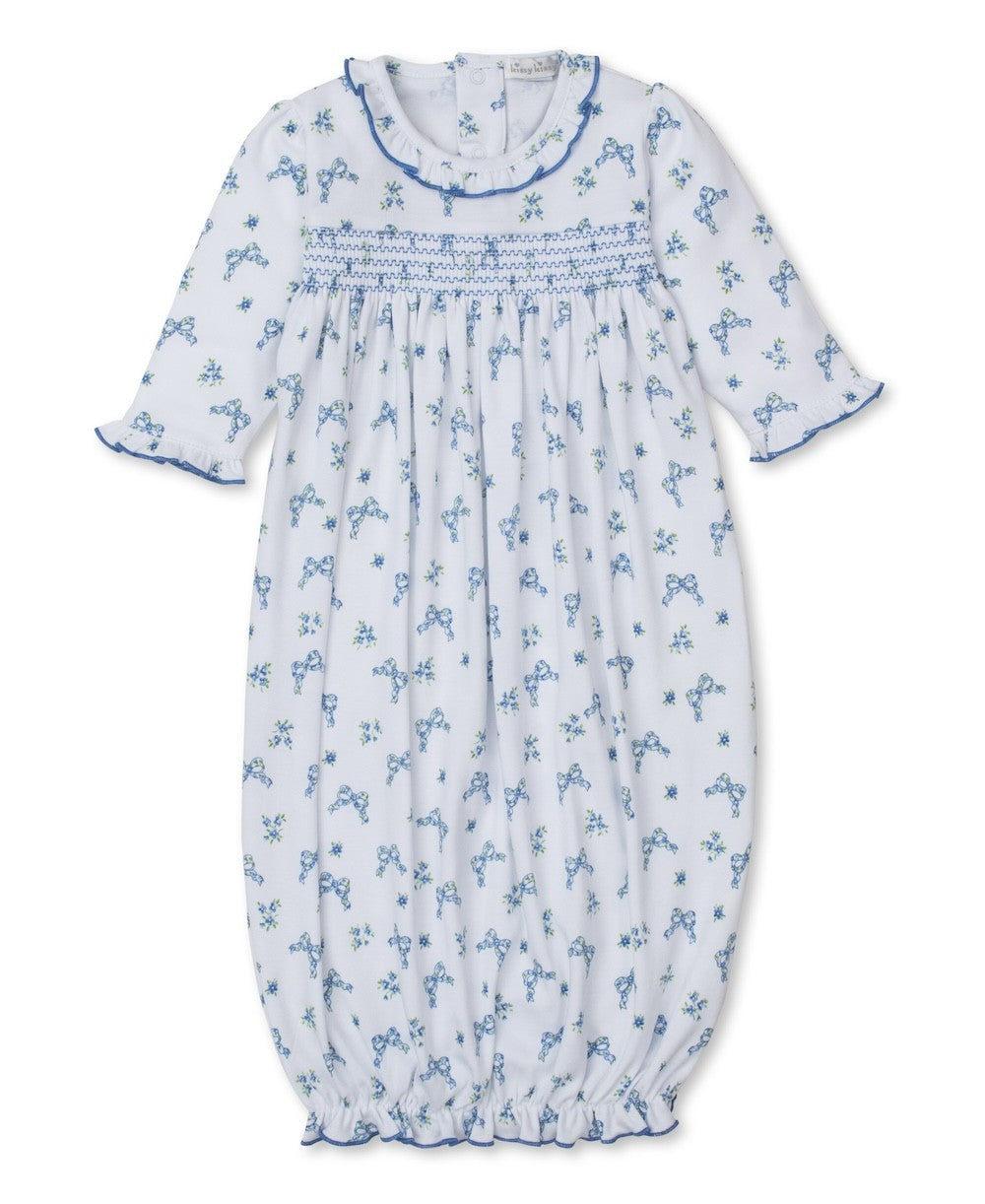 Kissy Kissy Baby Girls Smocked Gown - Blue Blooming Bows