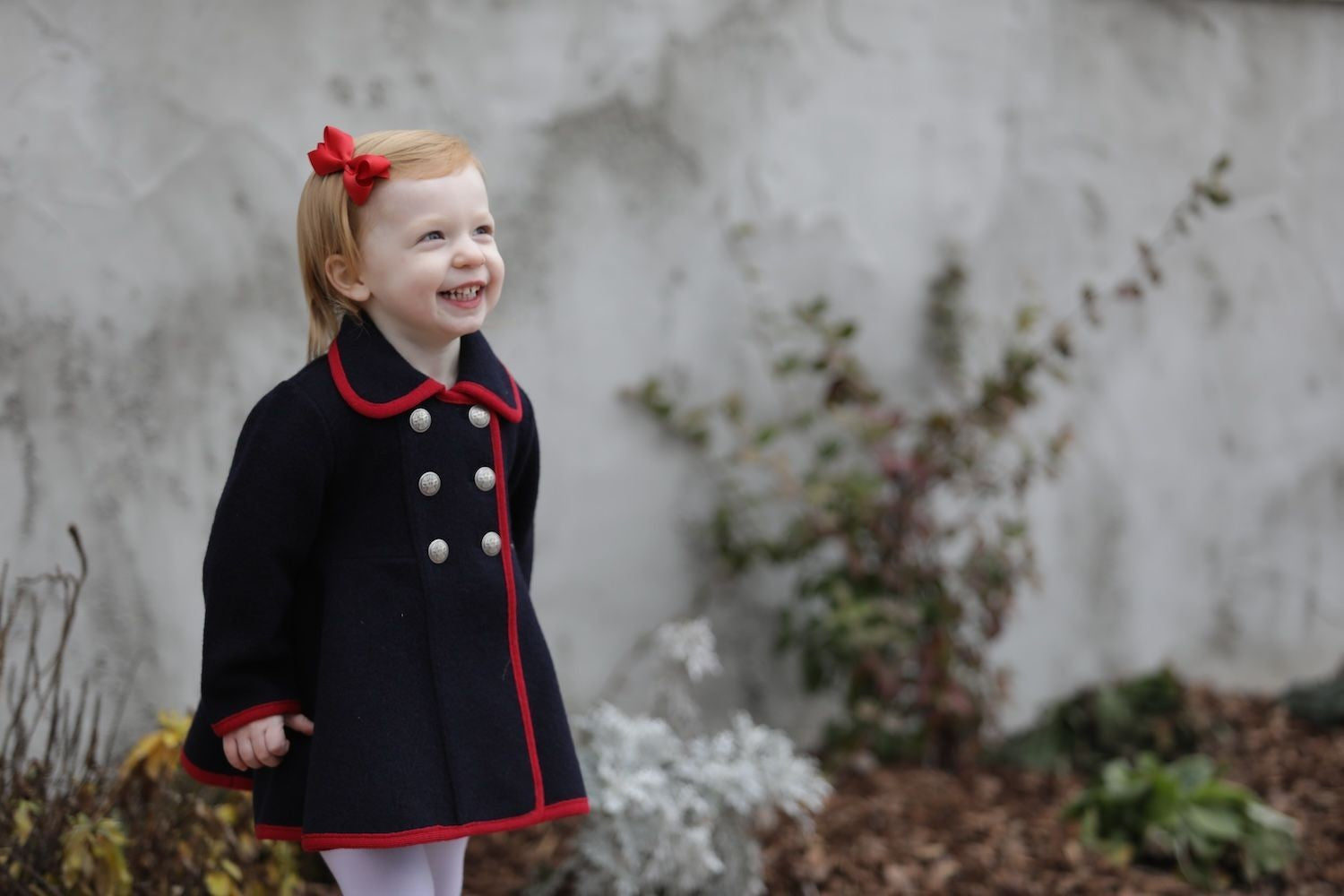 Marae Girls Dress Coat - Double Breasted Twirl Coat - Navy Blue with Red Trim 7 Marae Girls Dress Coat - Double Breasted Twirl Coat - Navy Blue with Red Trim 7