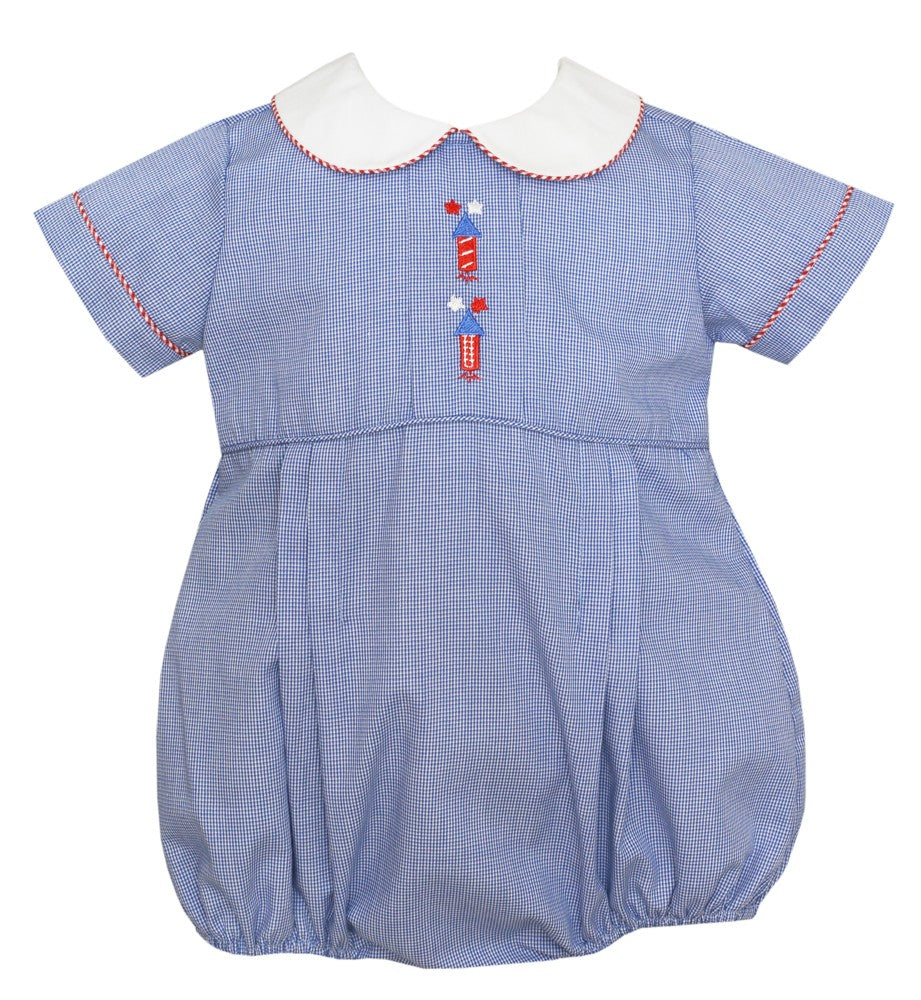 Anavini Baby Boys Royal Blue Check Patriotic Bubble by Anavini