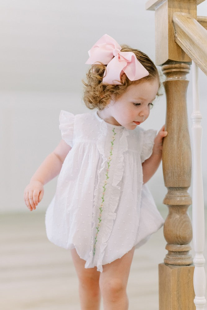 Proper Peony Baby Girls White Sicily Swiss Dot Bubble