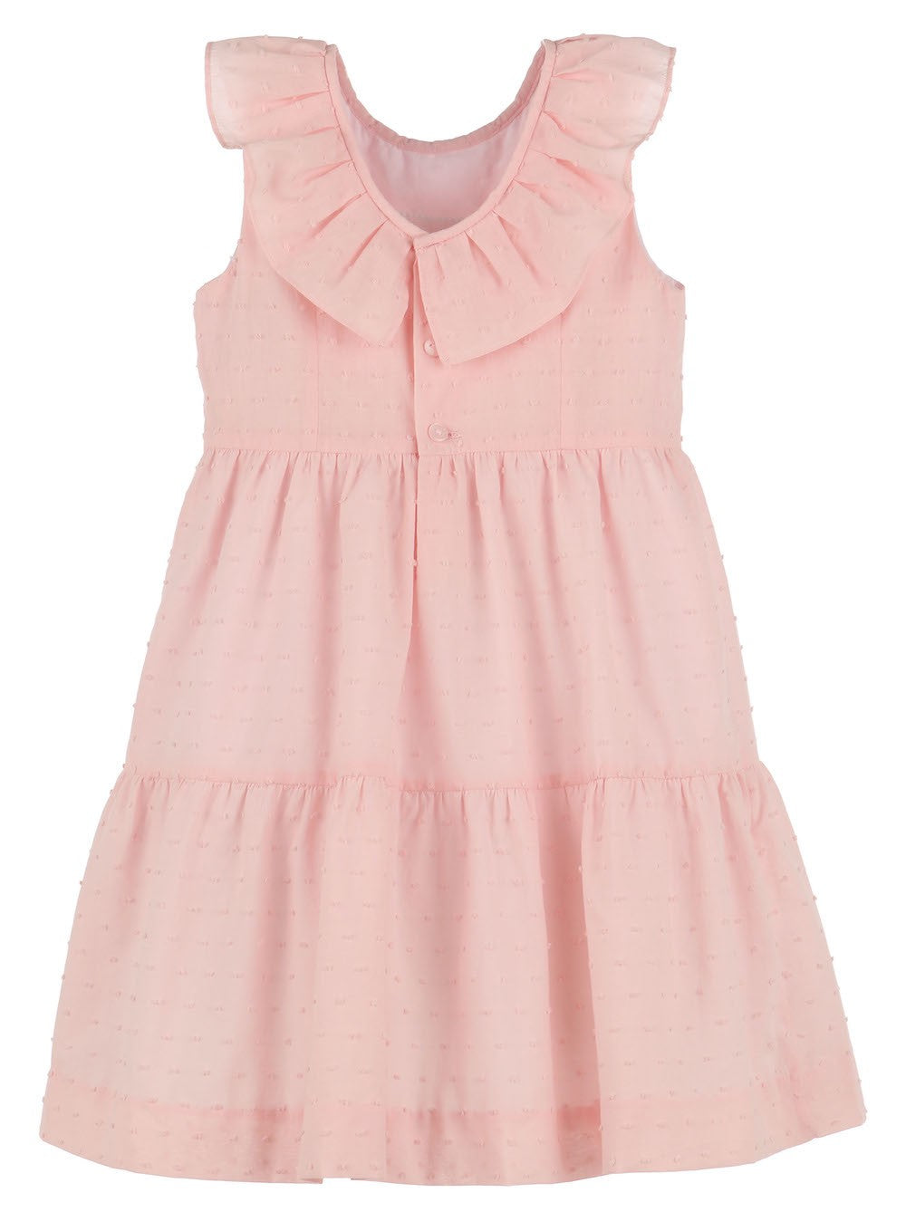 Luli & Me Girls Dotted Swiss Tiered Dress - Ruffle - V-Back - Coral by Luli & Me