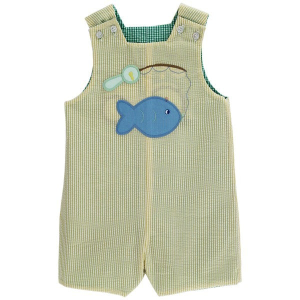 Bailey Boys Reversible Jon Jon - Green with Tractor Reverses to Yellow with Fish by Bailey Boys
