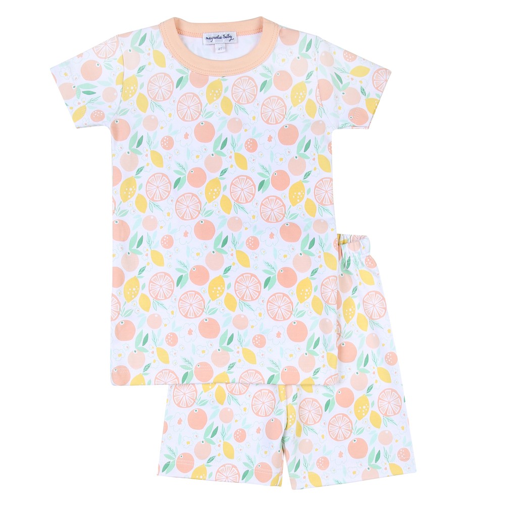 Magnolia Baby Little Girls Summer Citrus Bouquet Short Pajamas