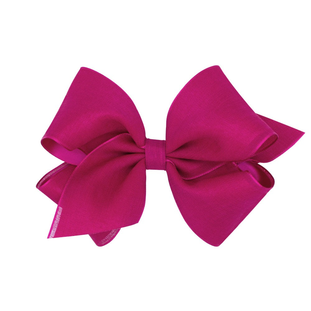 Wee Ones Girls Canvas Linen and Satin Overlay Bow - Azalea Pink by Wee Ones