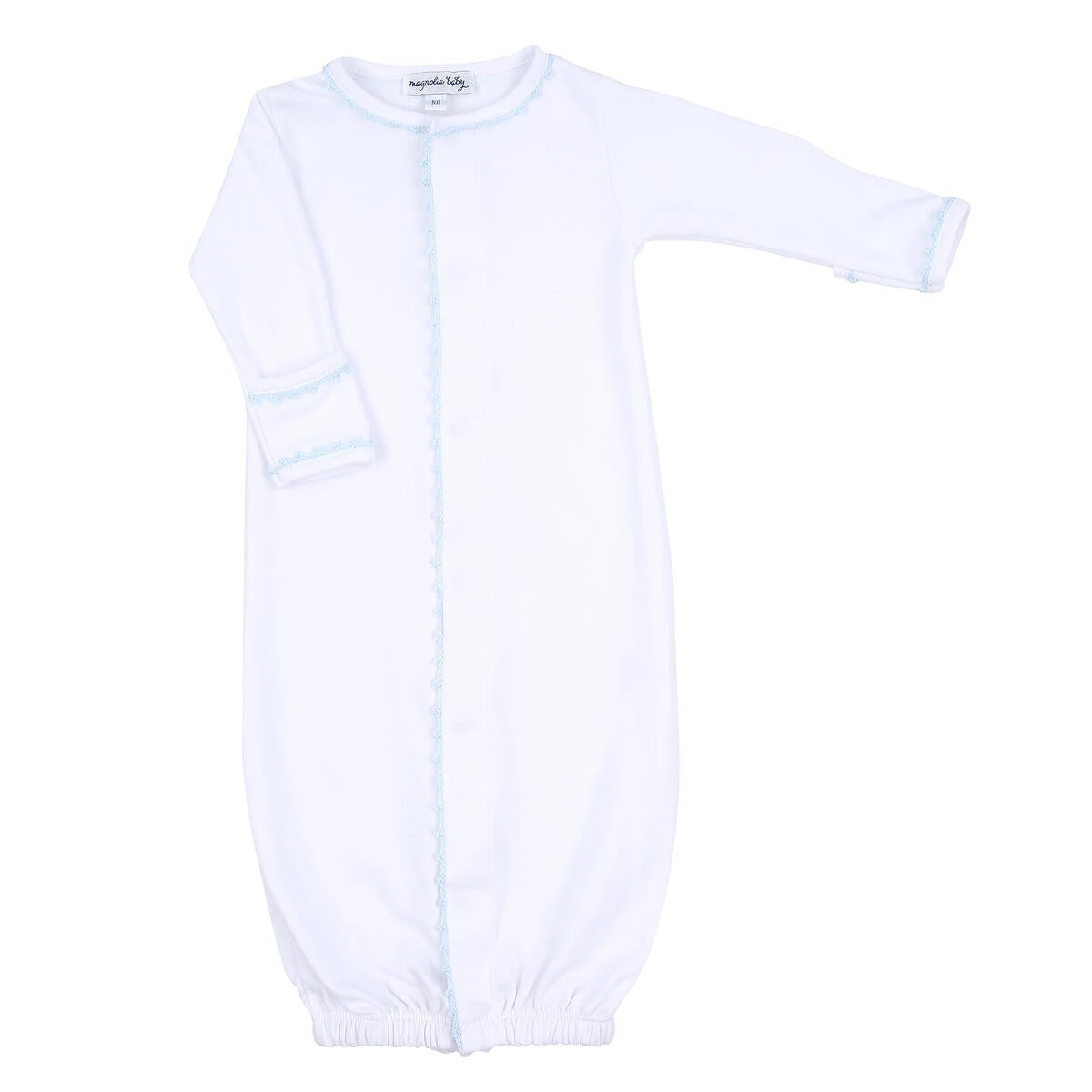Magnolia Baby Boys Baby Joy White Converter Gown - Blue Trim