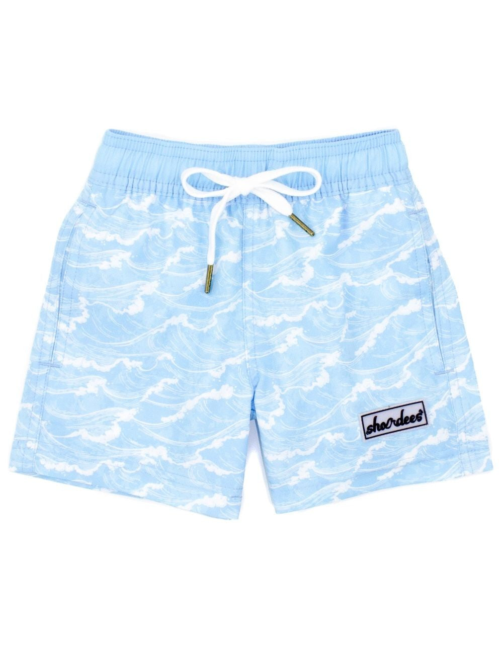 Properly Tied Boys Shordees Swim Trunks - Blue White Caps Waves by Properly Tied