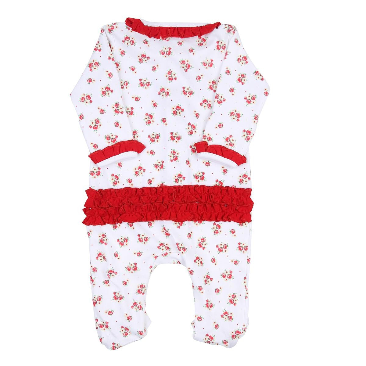 Magnolia Baby Girls Red Holiday Annalise's Floral Ruffle Footie