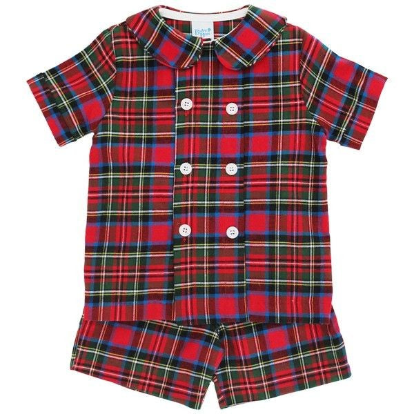 Bailey Boys Dressy Shorts Set - Red Wales Holiday Tartan Plaid