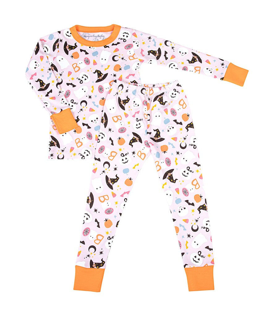 Magnolia Baby Girls A Little Bit Batty Halloween Long Pajamas - Pink