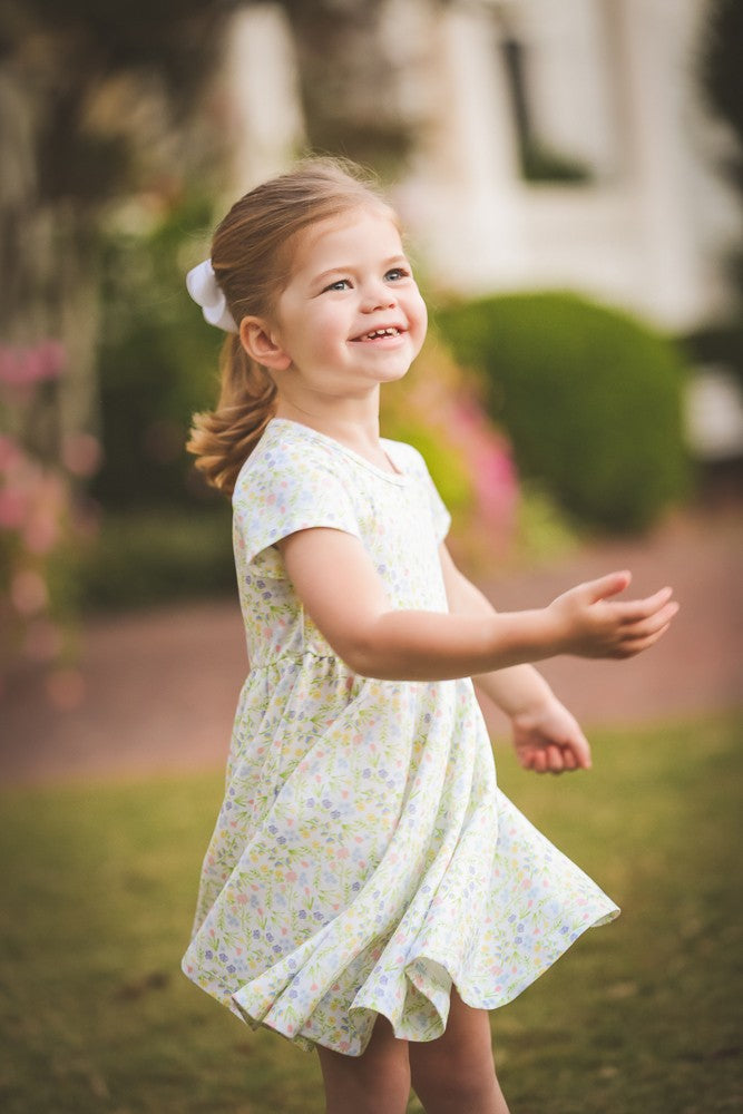 The Proper Peony Parkside Pima Girls Garden Floral Twirl Dress