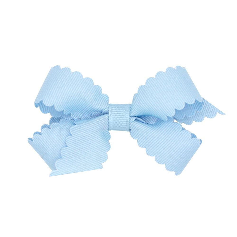 Wee Ones Girls Grosgrain Hair Bow on Clip - Scallop Edge - Millenium Blue