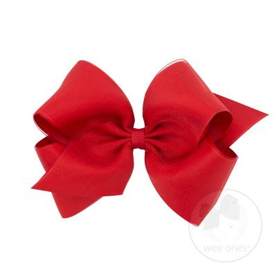 Wee Ones Girls Organza Overlay Grosgrain Bow - Red