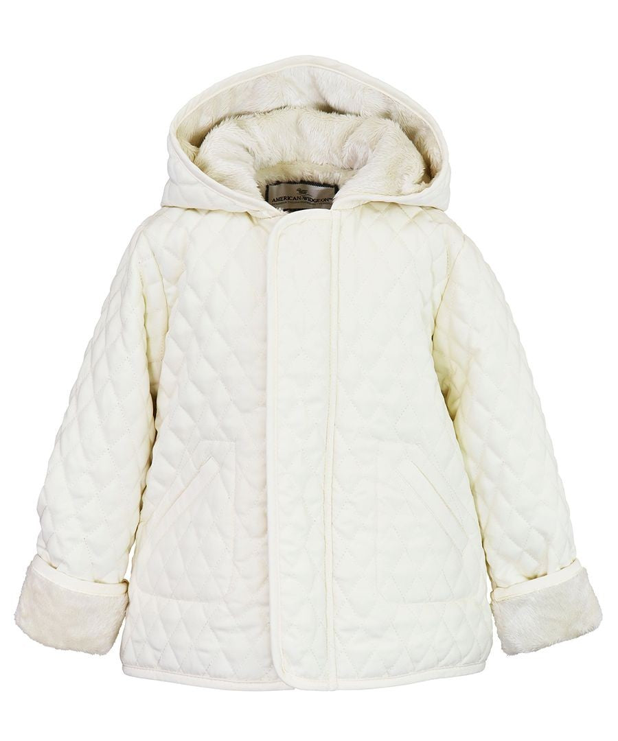 Widgeon Kids Hooded Quilted Barn Jacket Coat with Hood Vanilla