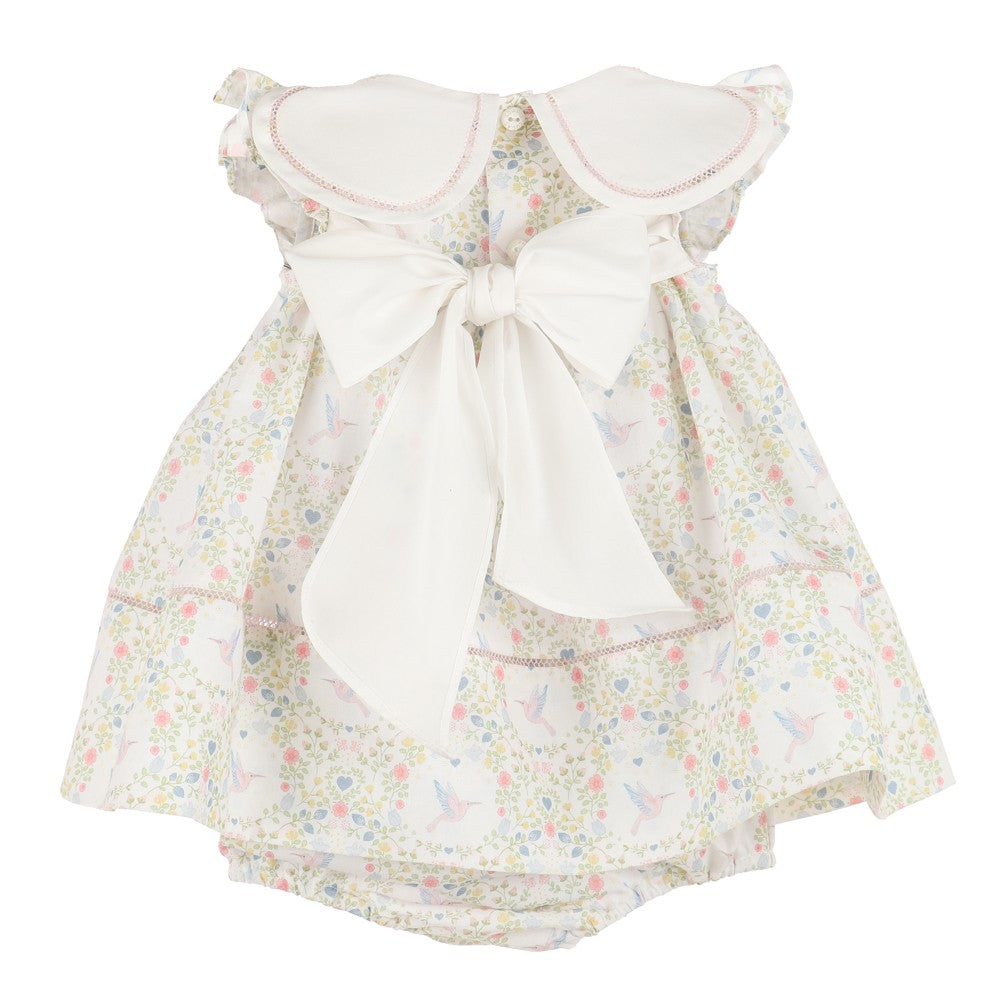 Sophie & Lucas Girls Coquette Petal Collar Float Dress - Pink Hummingbird Print by Sophie & Lucas