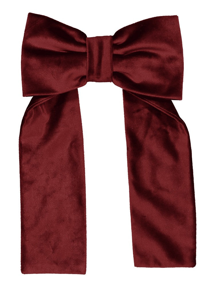 Sal & Pimenta Girls Hair Bow on Clip - Velvet - Burgundy