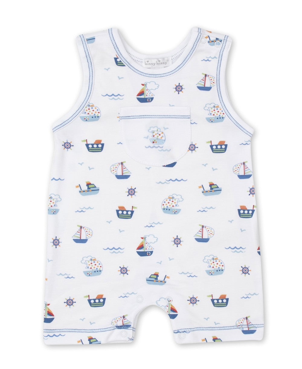 Kissy Kissy Baby Boys Blue Boats at Sea Sleeveless Romper by Kissy Kissy
